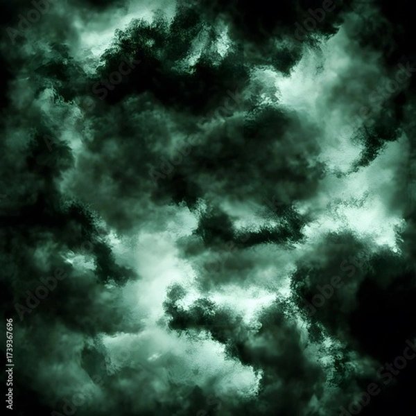 Obraz Dark Green Smoke Clouds Abstract Background Texture