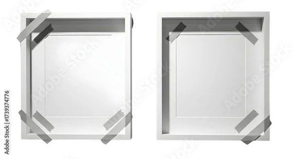 Fototapeta Square photo frames ready for art display isolated PNG with Transparent Background