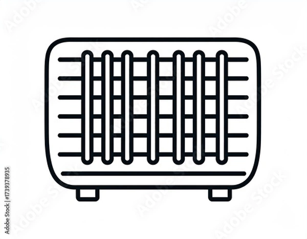 Fototapeta Simple line drawing of a small, rectangular heater