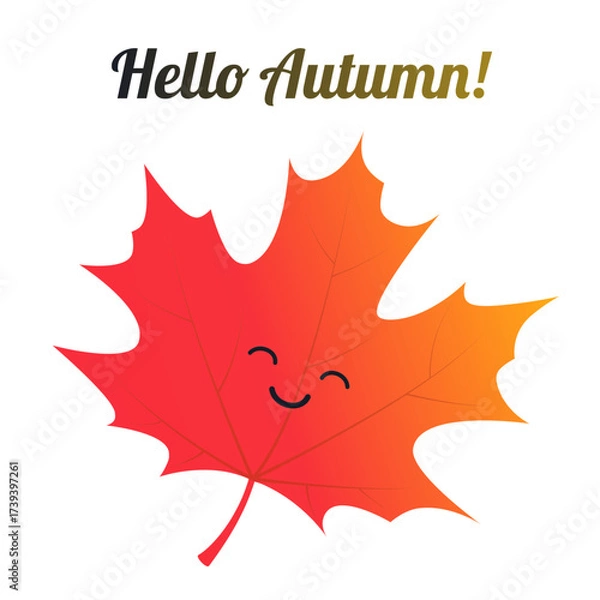 Fototapeta Isolated Colorful Hello Autumn Banner Layout, Creative Design with Red and Golden Fallen Autumn Leaf - Multi Purpose Template, Typography for Web, Advertising, Brochures and Event Invitation