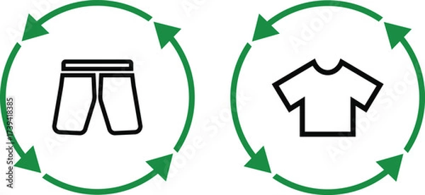 Fototapeta textile recycling icon set. design set in a flat design. Clothing recycle eco friendly . Vector illustration

