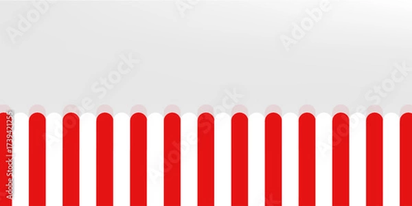 Fototapeta Red and white striped shop awning. Seamless vector illustration pattern.