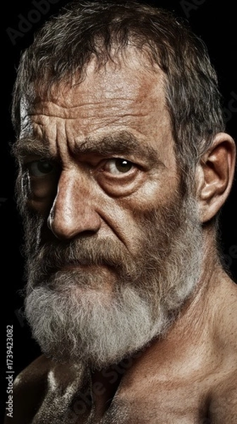 Obraz Portrait of an Elderly Man with Intense Eyes and Gray Beard