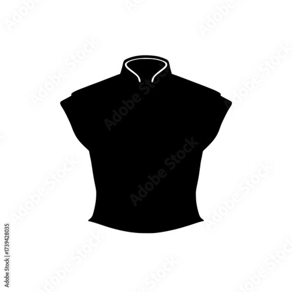 Fototapeta Sleeveless womens shirt and blouse illustrated in a modern style with a flat sketch and technical drawing template for designing womens clothing sets