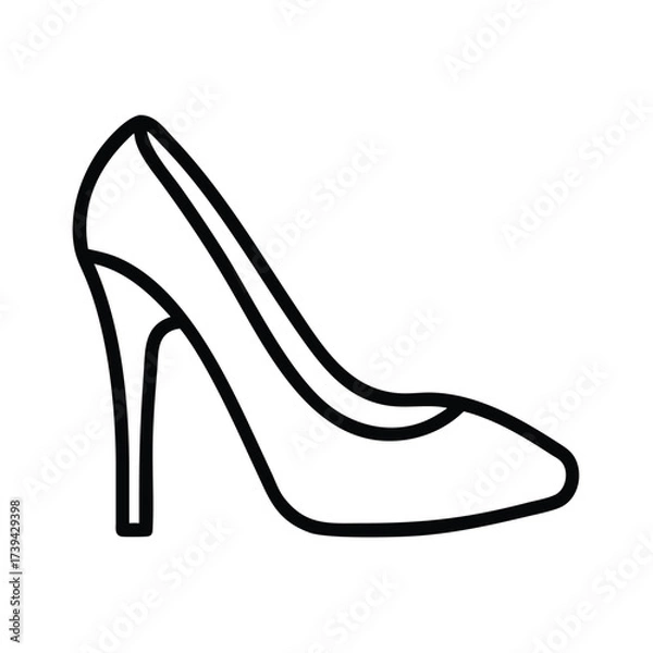 Obraz Elegant black high heel shoe silhouette on a clean white background
