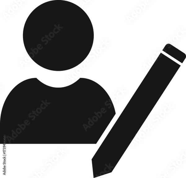 Fototapeta writer user icon , author icon, style can be used for web, mobile, ui,  a person holding a pen and a person with a pencil icon. Vector illustration