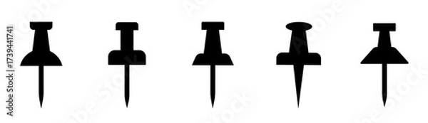 Fototapeta Push pin icon set. Map pin place marker. Pin sign icons for web site. Vector illustration.