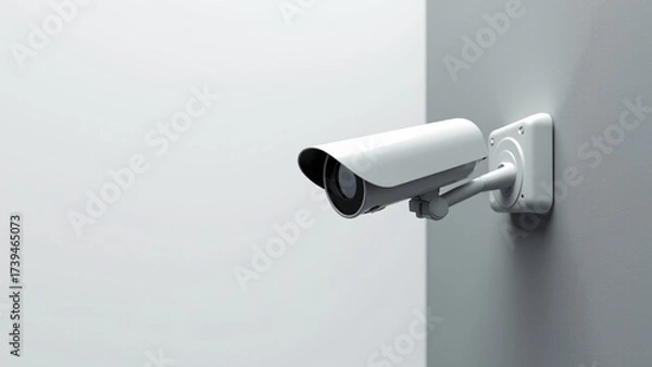 Obraz White Security Camera Mounted On Wall