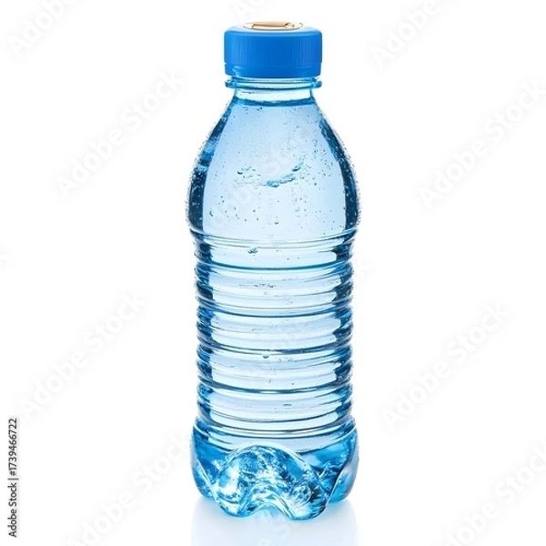 Obraz Refreshing Blue Plastic Water Bottle with Condensation