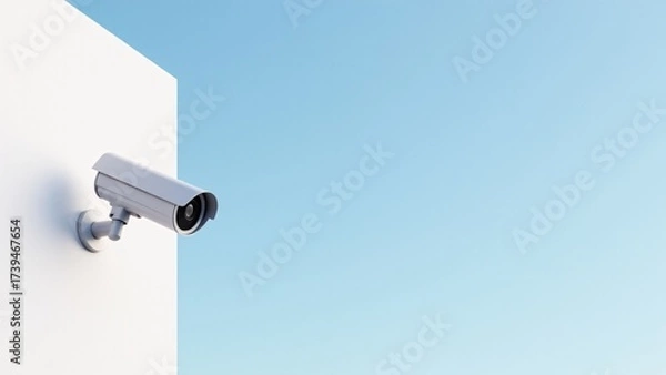 Obraz Cctv Camera On Wall, Blue Sky