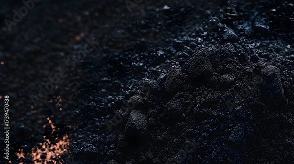 Obraz Dark Black Powder Texture Background Macro Photography