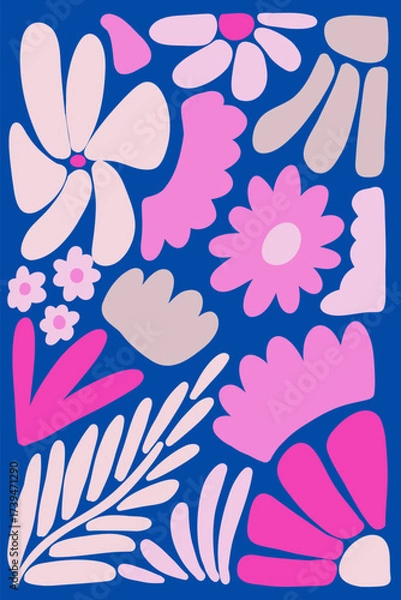 Fototapeta Colorful floral seamless pattern, abstract trendy wallpaper for textile, wrapping paper, and modern decorative design.