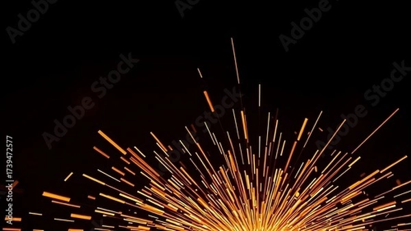 Obraz Bright orange sparks fly dynamically against a dark backdrop, evoking industrial metalwork energy.