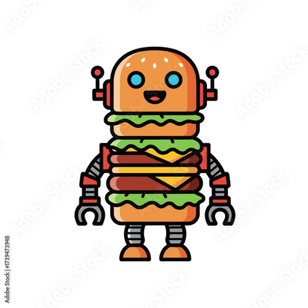 Obraz Cute Burger Robot Character Design.