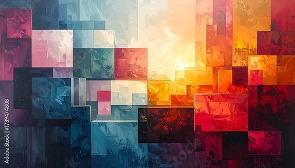 Fototapeta Abstract Colorful Geometric Composition with Squares and Rectangles