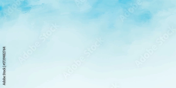 Fototapeta Light blue watercolor gradient wash background for design and textures abstract illustration