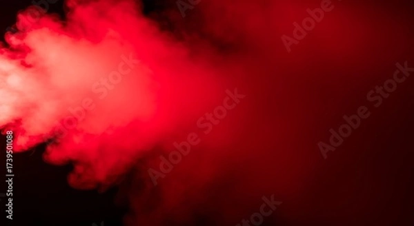Fototapeta Dramatic red smoke or vapor effect on black background for overlay use
