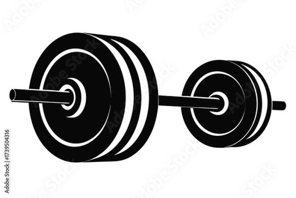 Fototapeta A heavy iron dumbbell for weightlifting and strength training is isolated on a white background