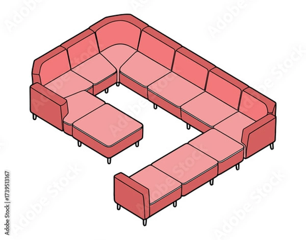 Fototapeta Modern Modular Sectional Sofa Isometric Vector Illustration