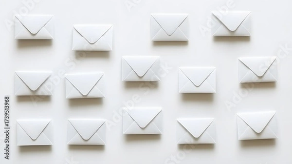 Obraz Minimalist White Envelopes Pattern Background