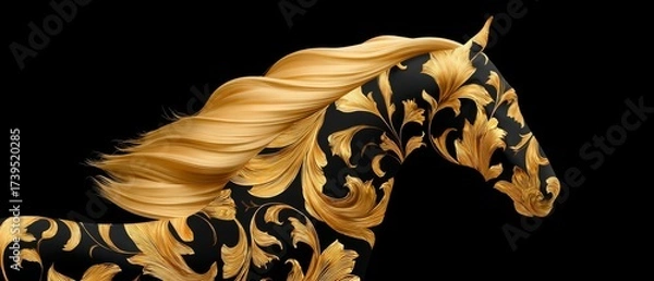 Fototapeta Joyful festival of horses celebrating the 2026 zodiac new year with elegant arabesque patterns