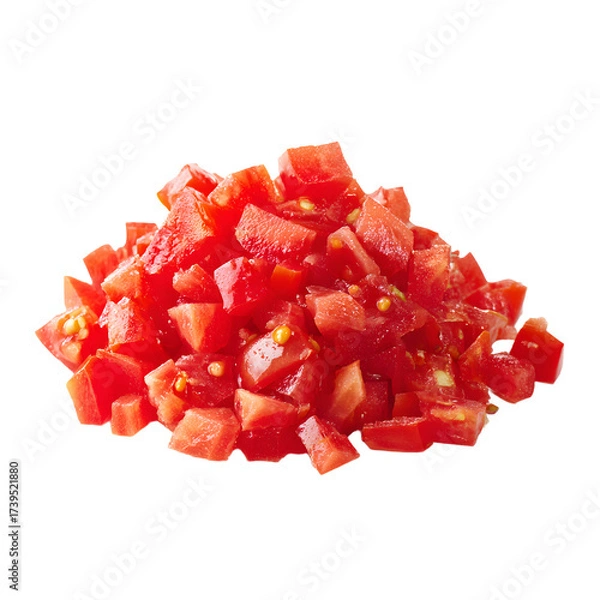 Obraz Fresh Diced Tomatoes Pile on White Background for Food Photography
