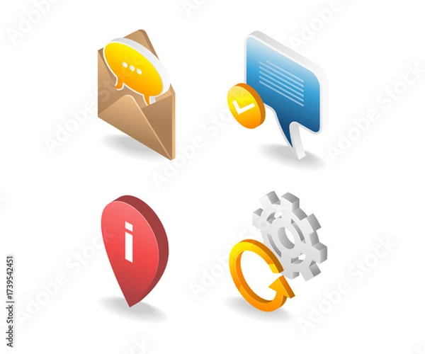 Fototapeta Bundle of illustrations on social media theme email information