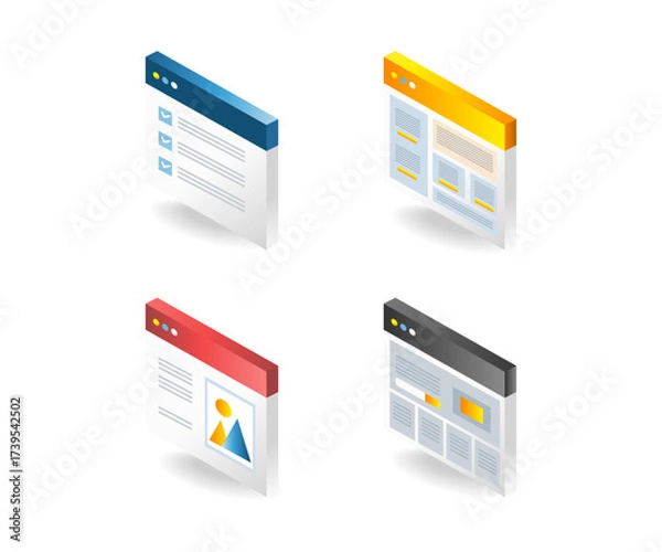 Fototapeta Bundle of illustrations themed data design web page application
