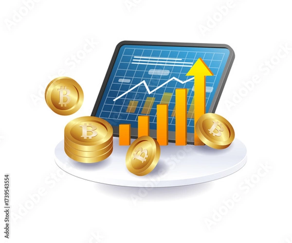 Fototapeta Bitcoin Market Monitoring and Growth Analysis