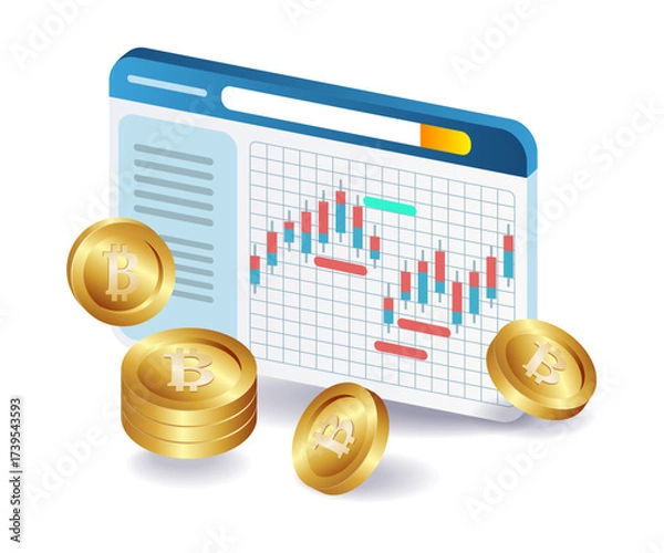Fototapeta Bitcoin Candlestick Growth Chart Technology