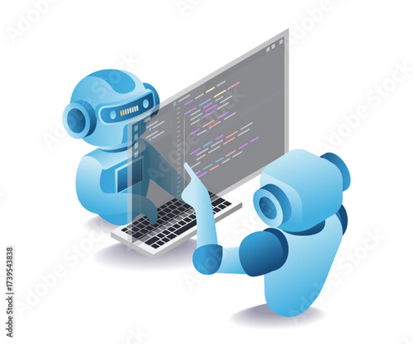 Fototapeta Automation robot building software application design