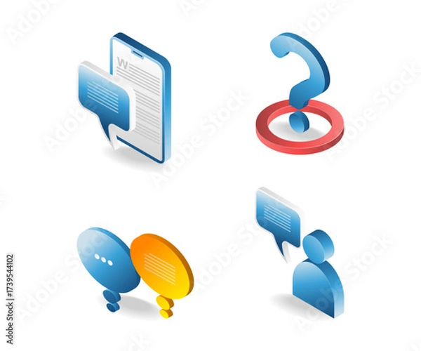 Fototapeta A bundle of illustrations themed social media conversation questions
