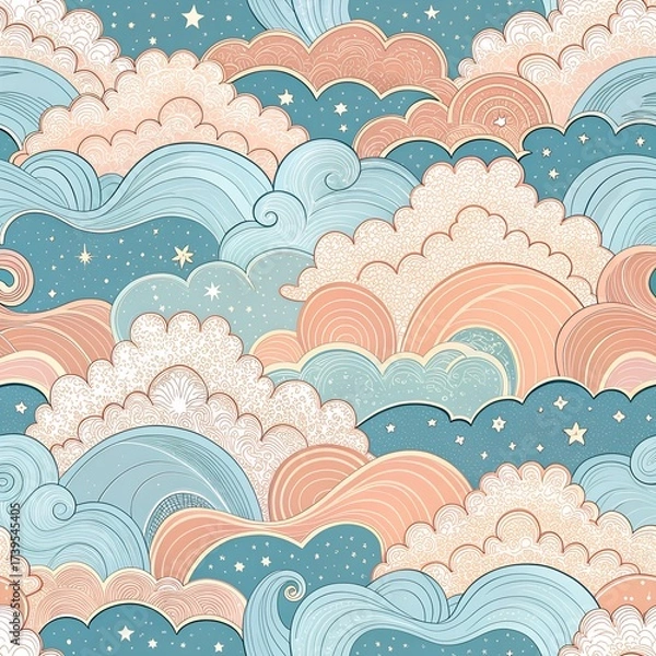 Fototapeta seamless pattern with clouds
