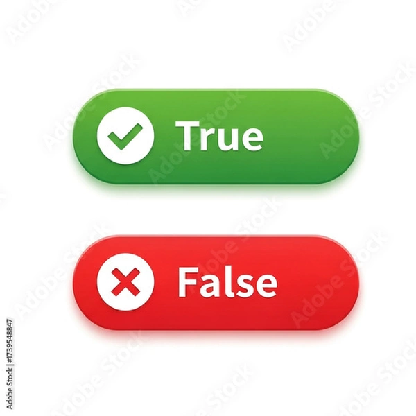 Fototapeta True or false buttons with checkmark and cross icons