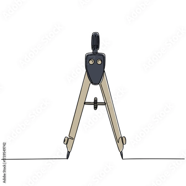 Fototapeta Compass drawing tool in simple line art illustration  