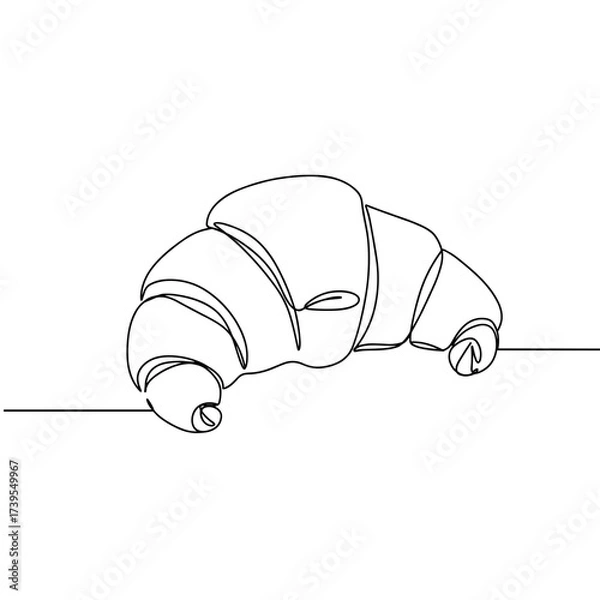 Fototapeta Simple line drawing of a croissant in minimalist style  