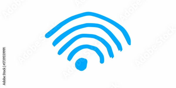 Fototapeta Blue wifi signal icon symbol illustration for wireless connection use