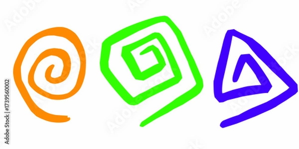 Fototapeta Colorful abstract spiral shapes on white background graphic illustration