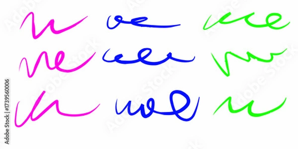 Fototapeta Colorful scribble line art design featuring pink blue and green brush strokes