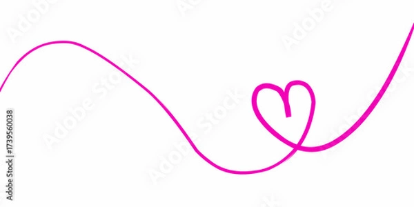 Fototapeta Pink flowing line forms heart shape on white background for love theme