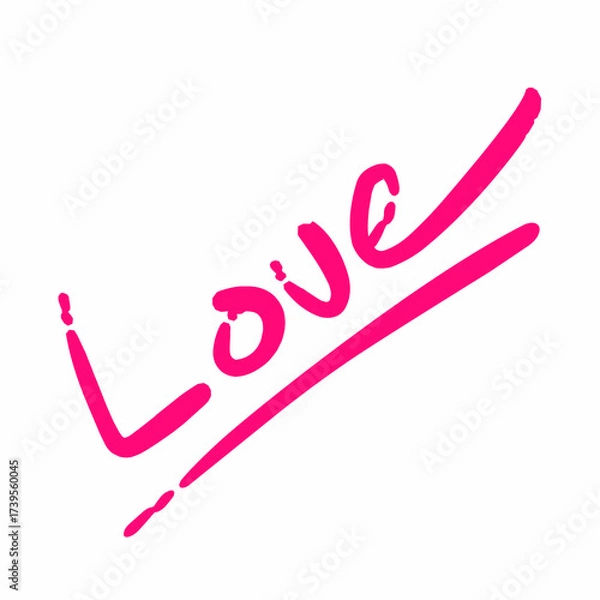 Fototapeta Pink calligraphy illustration of the word love with line design element