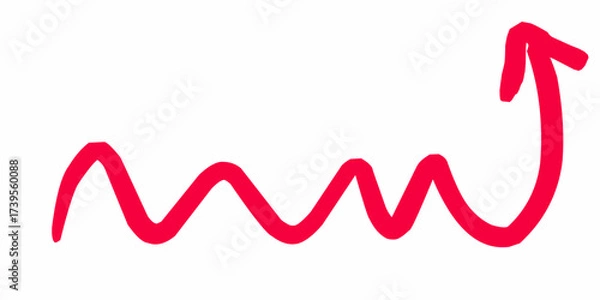 Fototapeta Wavy red arrow pointing upward symbolizing growth and positive trend