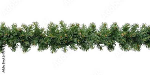 Fototapeta Christmas tree garland in the middle isolated on transparent or white background, png