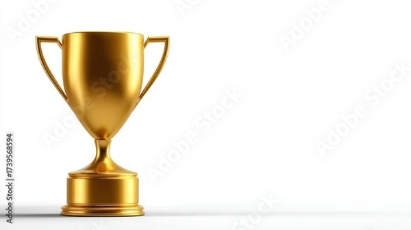 Fototapeta Golden trophy gleaming golden trophy isolated on a clean pure white background symbolizing achievement
