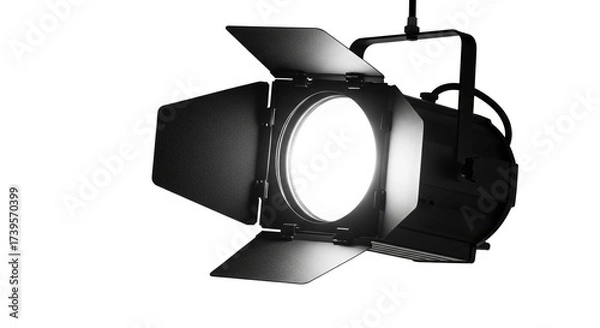 Fototapeta Professional stage lighting fixture with adjustable barn doors and bright illumination