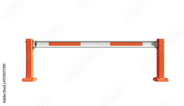 Fototapeta Animated illustration depicting an orange and chrome barrier, isolated on a black background