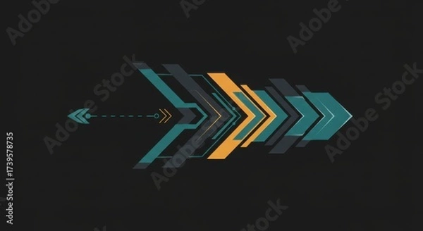 Fototapeta Directional arrows in motion on dark background