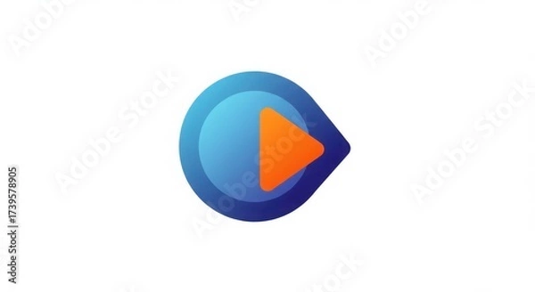 Fototapeta Abstract logo design with play button on white background