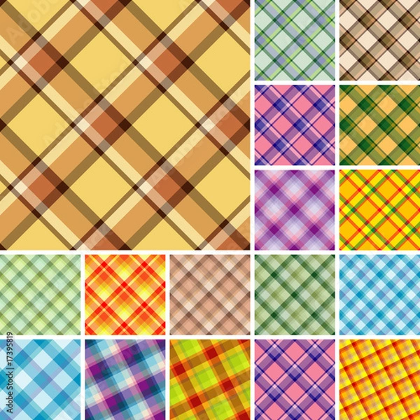 Fototapeta Big collection of seamless plaid patterns
