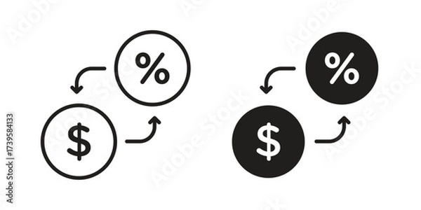 Fototapeta Exchange rate icon flat black and white logo